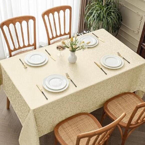 Disney Wedding Princess Swirl Premium Jacquard Rectangle Tablecloth - Picture 5 of 11